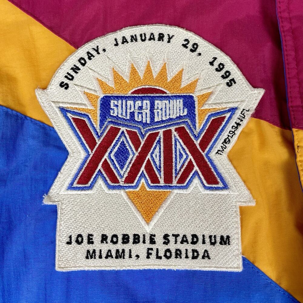 Rare vintage 1995 Apex Proline Super Bowl XXlX NFL jacket Small 49ers Vs Charger - Picture 4 of 15